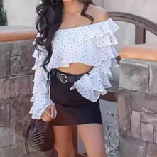 女神时髦一字领搭配：气质又清凉且还有点小性感