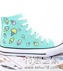 小清新简约高帮系带帆布鞋 女生必备