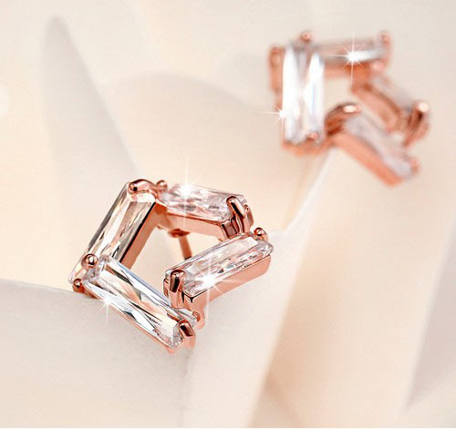 几何魔方水晶耳钉