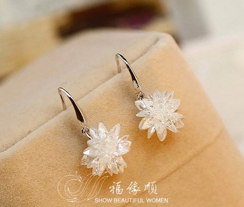 冰凌水晶花耳坠