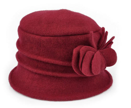 羊毛呢花朵小盆帽 羊毛呢花朵小盆帽