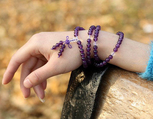 紫水晶108颗佛珠手串