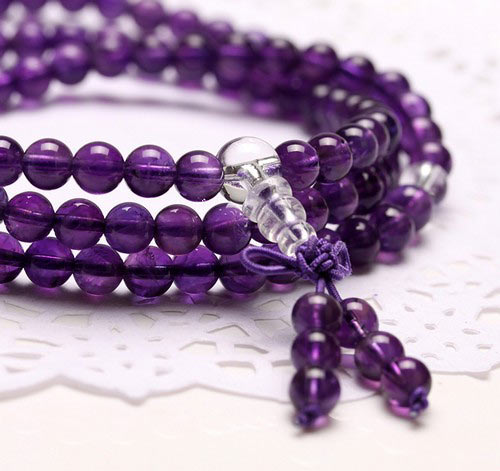 紫水晶108颗佛珠手串