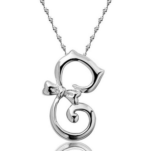 纯银小猫锁骨链