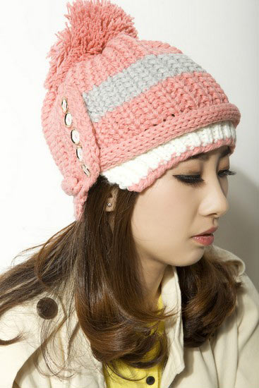 毛线球球针织帽 毛线球球针织帽