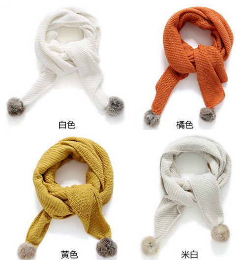 纯色兔毛球围巾 纯色兔毛球围巾