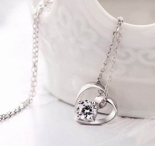 锆石心形锁骨链
