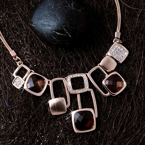 复古魔方水晶锁骨链