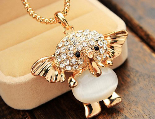 猫眼石大象毛衣链