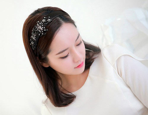 宽边镶钻水晶发箍