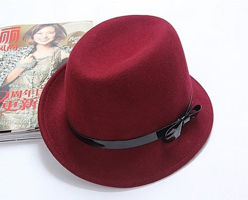 英伦皮扣羊毛呢礼帽