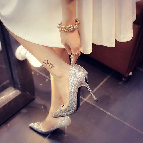 亮片细高跟水晶鞋 亮片细高跟水晶鞋