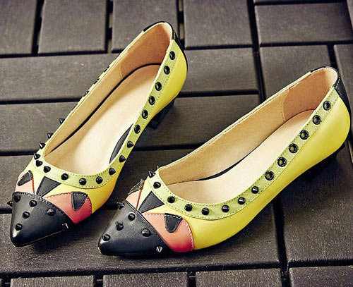 铆钉粗跟浅口单鞋 铆钉粗跟浅口单鞋