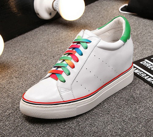 真皮彩虹带内增高小白鞋 真皮彩虹带内增高小白鞋