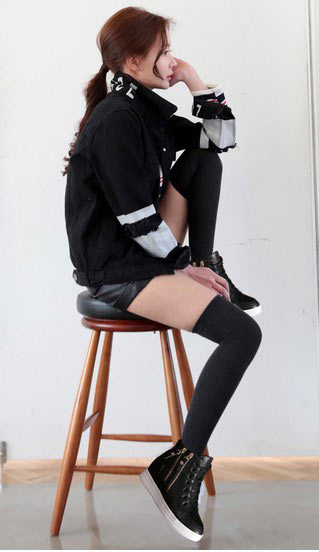 拉链拼接内增高休闲鞋 拉链拼接内增高休闲鞋