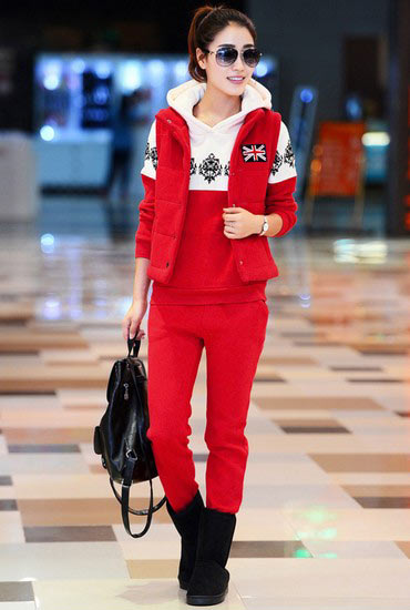 运动印花加绒三件套 运动印花加绒三件套