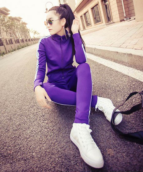 条纹立领修身运动套装 条纹立领修身运动套装