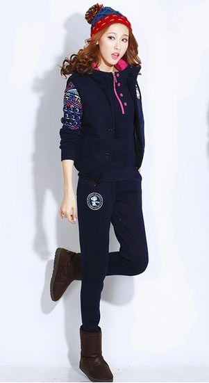 民族风印花加绒加厚休闲套装 民族风印花加绒加厚休闲套装