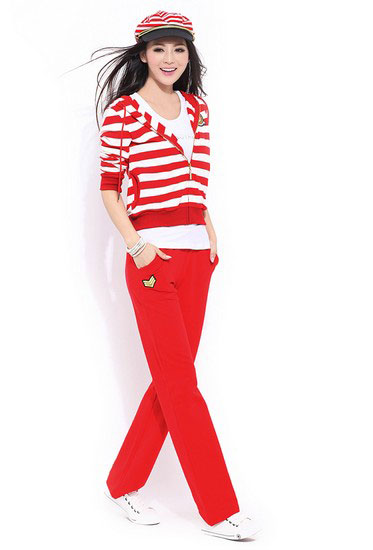 条纹运动休闲套装 条纹运动休闲套装