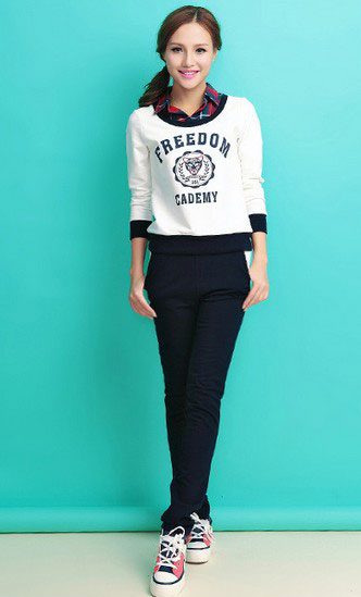 格纹翻领休闲套装 格纹翻领休闲套装